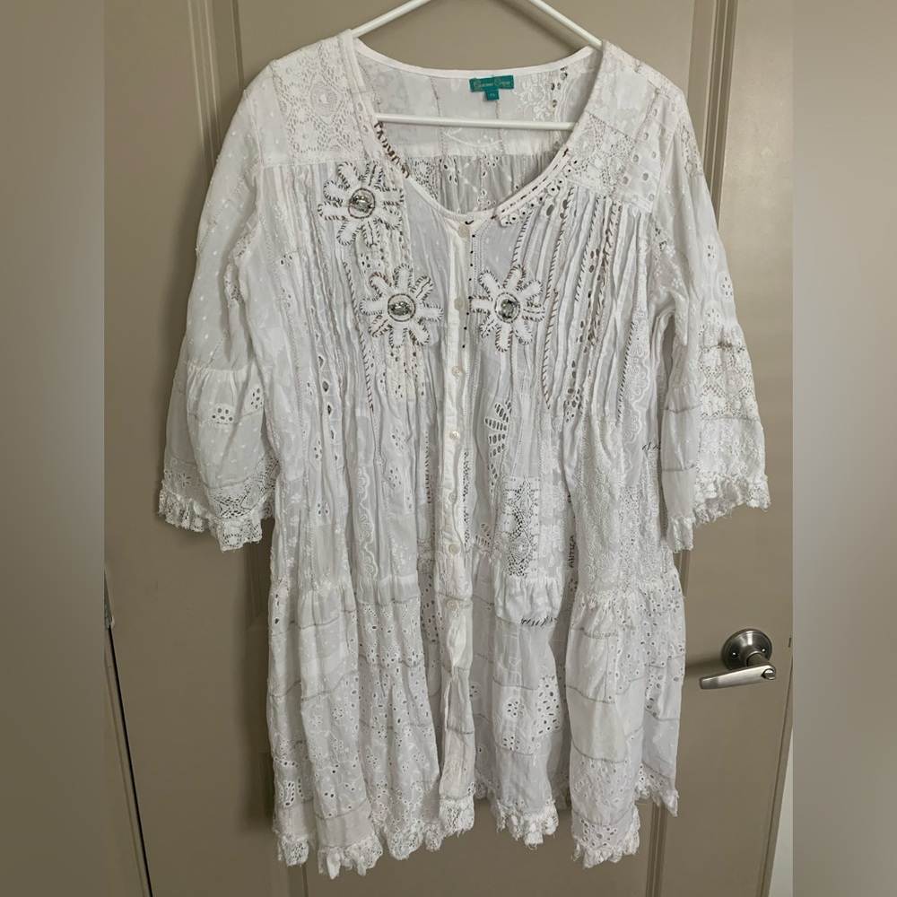 Giacamo Cinque Italian Designer Hand Embroidered Dress